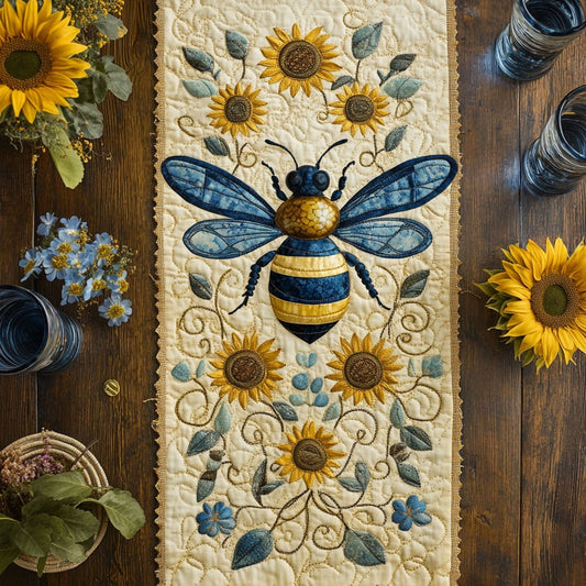 Sunflower Bee WY0206011CL Quilted Table Runner