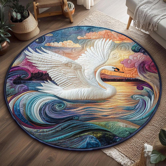 Elegant White Swan WJ0504040CL Quilted Round Mat