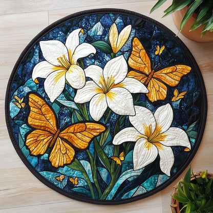 Butterfly Lily CW1806018CL Quilted Round Mat