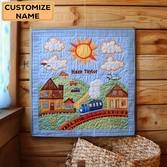 Train And Clouds WN0108045CL Personalized Baby Quilt