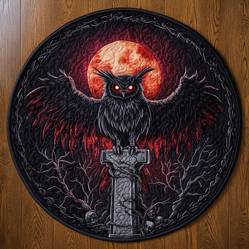 Crimson Owl Night CW2908001CL Quilted Round Mat