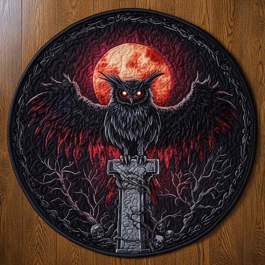 Crimson Owl Night CW2908001CL Quilted Round Mat