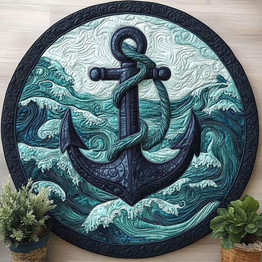 Nautical Anchor CW2605472CL Quilted Round Mat