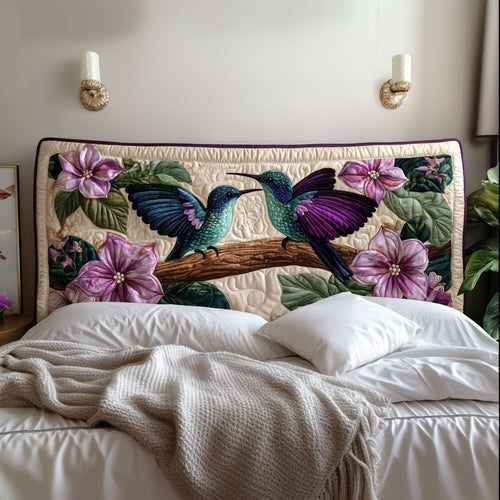Floral Hummingbird Couple KL2212001CL Quilted Headboard Slipcover