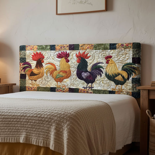Rooster Parade CP1112013CL Quilted Headboard Slipcover
