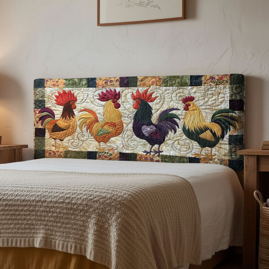 Rooster Parade CP1112013CL Quilted Headboard Slipcover