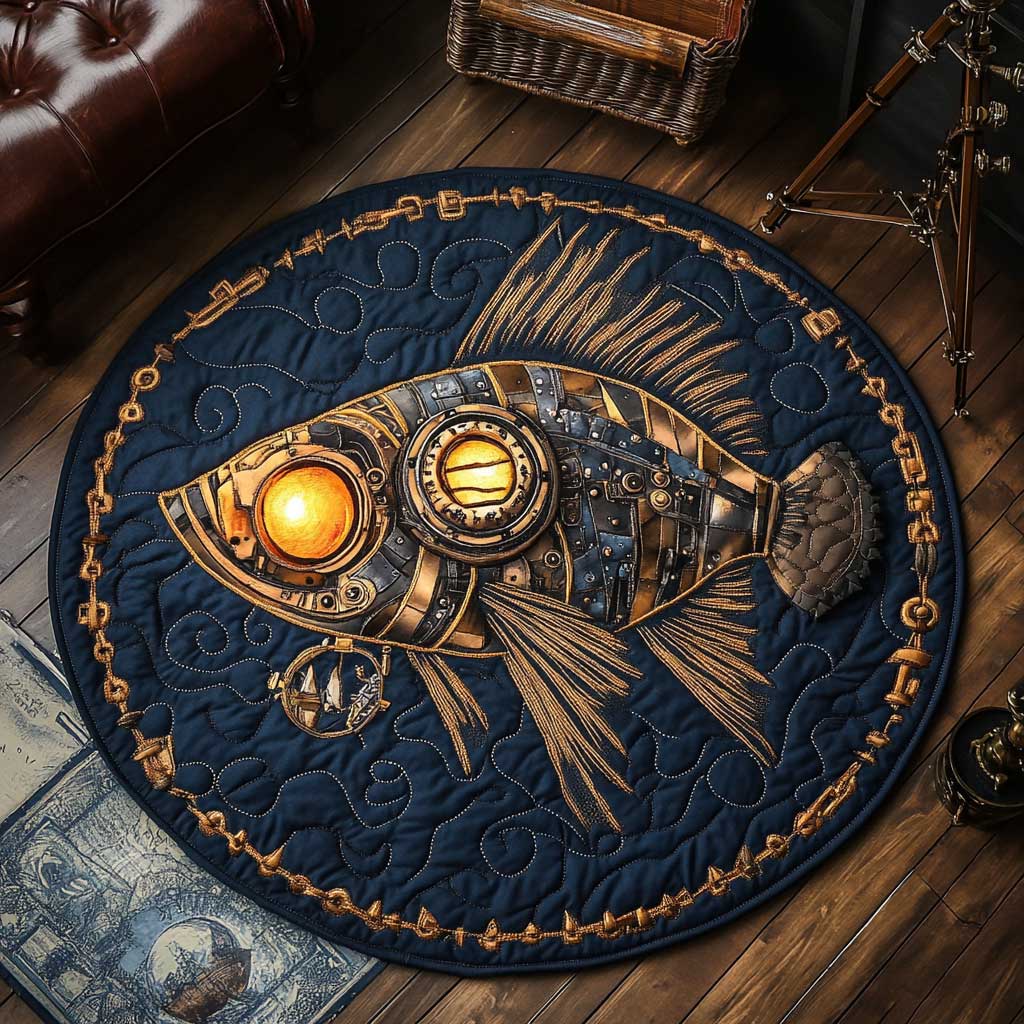 Steampunk Depths WN2103017CL Quilted Round Mat