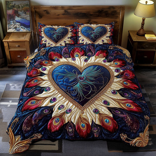 Peacock Feather Heart WY09120063CL Duvet Cover Set