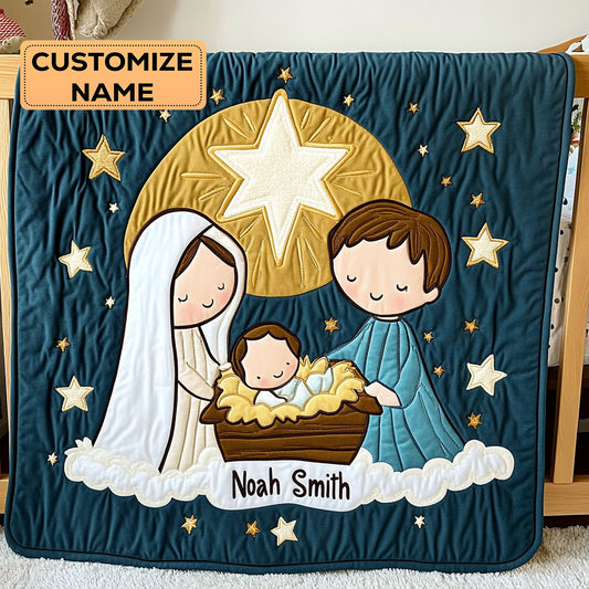 Silent Night Cuddle WY2507014CL Personalized Baby Quilt