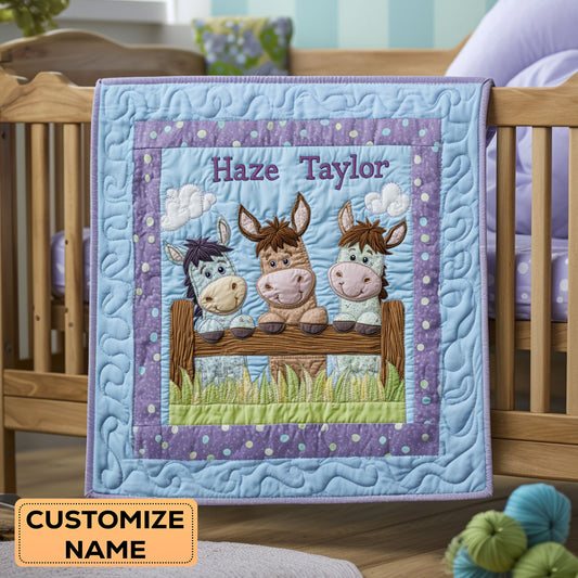 Donkey Peep WN1807033CL Personalized Baby Quilt