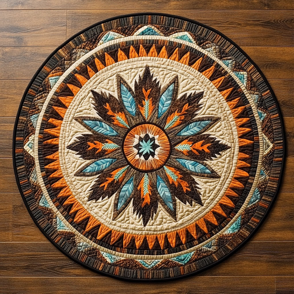 Native Pattern WX1205023CL Quilted Round Mat