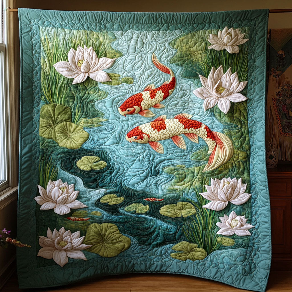 Lotus And Koi Harmony WY0404034CL Quilt