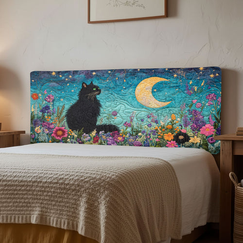 Moonlit Garden Cat CW2212026CL Quilted Headboard Slipcover