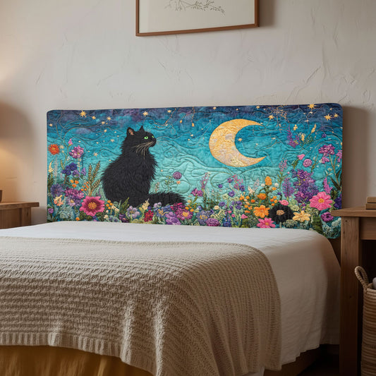 Moonlit Garden Cat CW2212026CL Quilted Headboard Slipcover