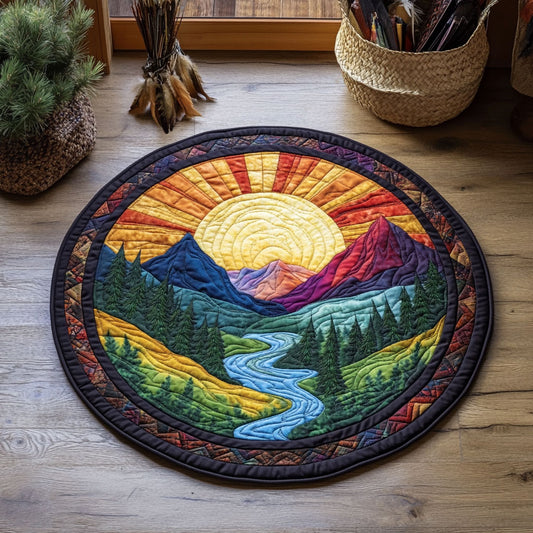 Morning Glory Mountains WY3006120CL Quilted Round Mat