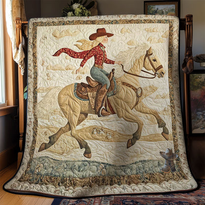 Festive Saddle Horse Cowgirl WN2911042CL Quilt