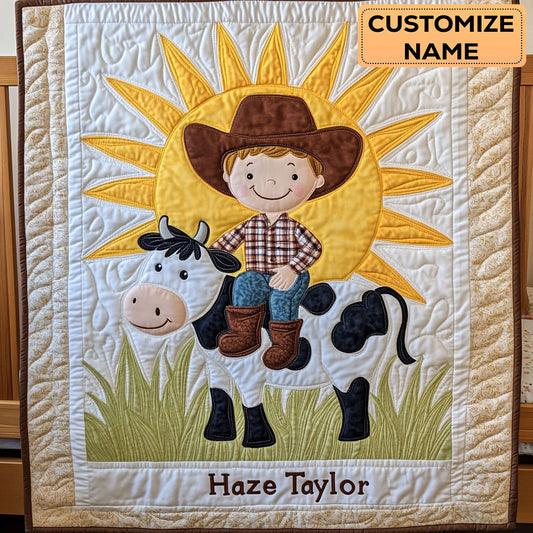 Cowboy And Moo WN2807035CL Personalized Baby Quilt