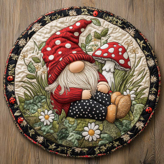 Daisy Patch Gnome WN2105008CL Quilted Round Mat