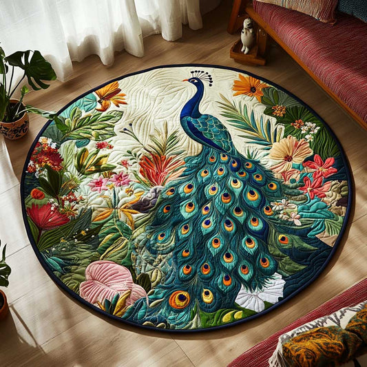 Peacocks Blooming CQ0605010CL Quilted Round Mat