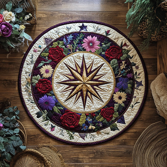 Star Compass WY1107032CL Quilted Round Mat