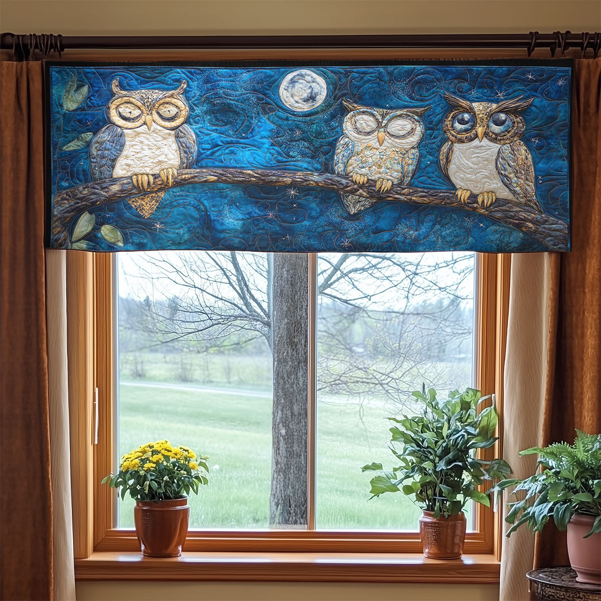 Owl Night WX2003103CL Quilted Valance