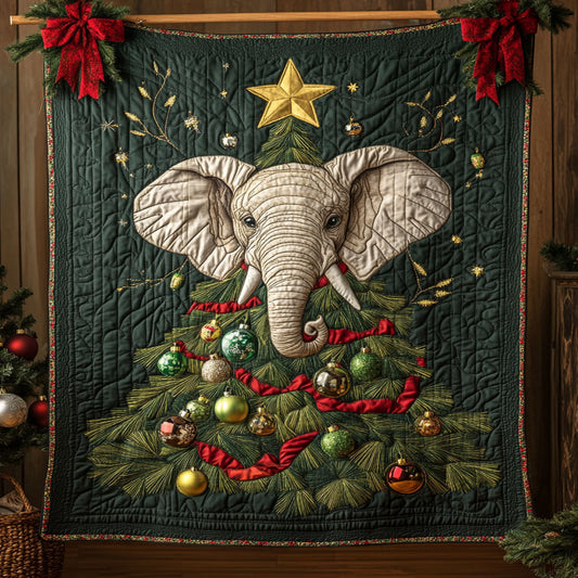 Christmas Elephant Tree WY0307022CL Quilt