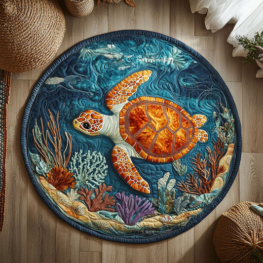 Sea Turtle WY2105050CL Quilted Round Mat