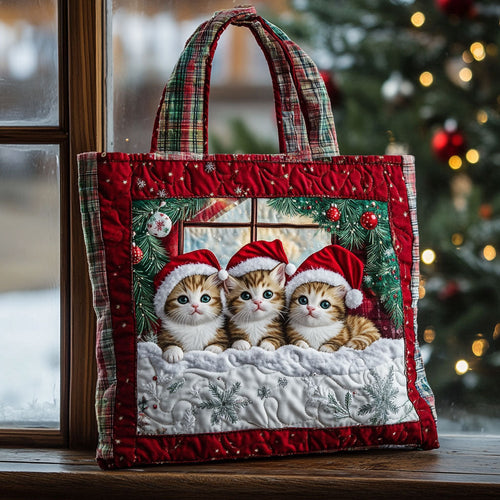 Cat Christmas Heart WN1411064CL Quilted Tote Bag
