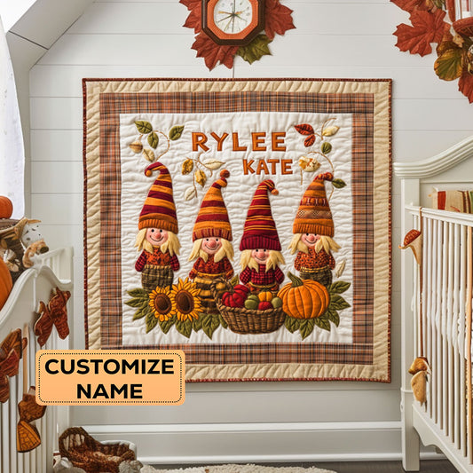Autumn Of Gnome WY2907005CL Personalized Baby Quilt