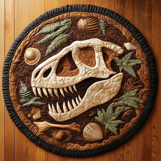 Dinosaur Fossils CQ1205039CL Quilted Round Mat