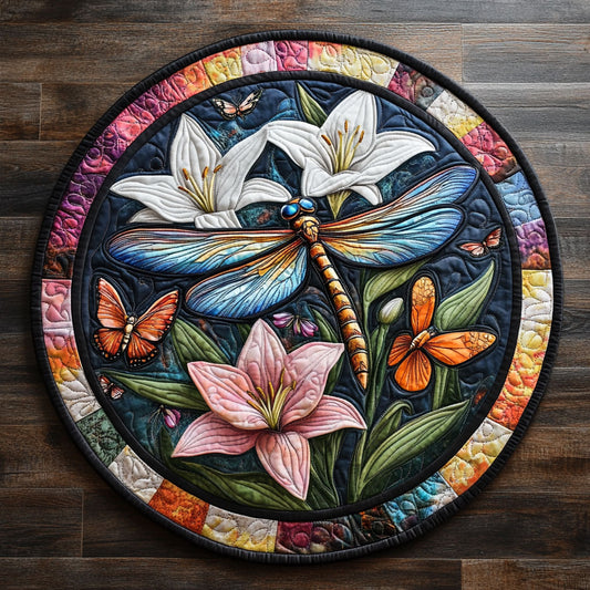 Dragonfly Blossom Harmony CW1507026CL Quilted Round Mat