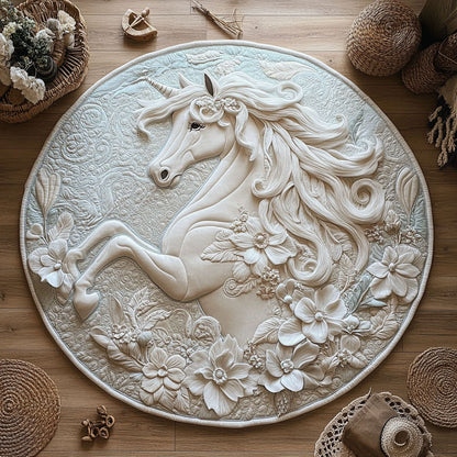 White Unicorn WY0905037CL Quilted Round Mat