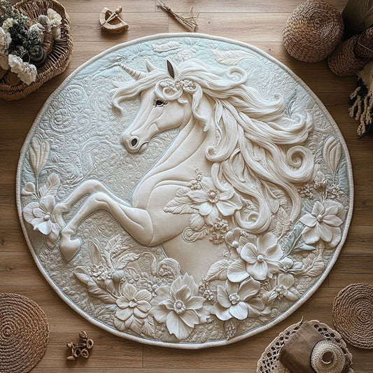 White Unicorn WY0905037CL Quilted Round Mat