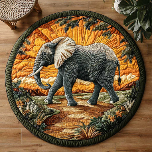 Golden Dusk Elephant WN1903053CL Quilted Round Mat