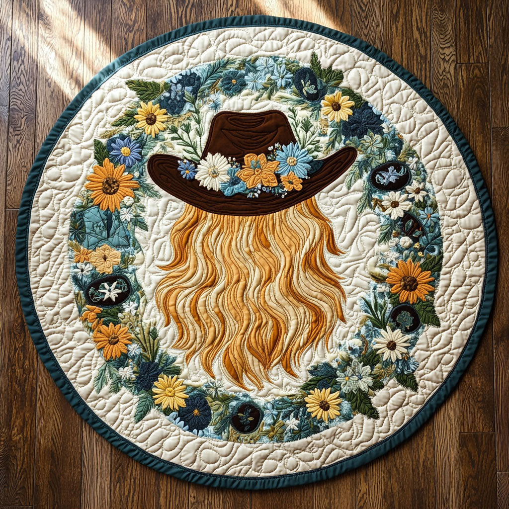 Floral Western WY2008099CL Quilted Round Mat