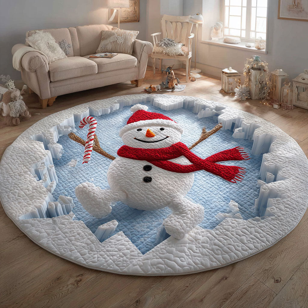 Snowman Magic CW1111058CL Quilted Round Mat