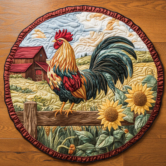 Sunflower Rooster WX1505032CL Quilted Round Mat