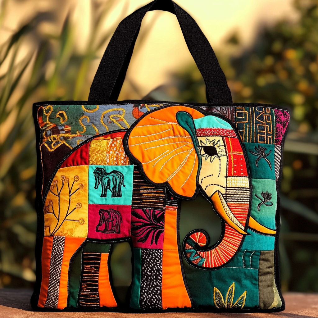 Tribal Elephant Essence WN0910064CL Quilted Tote Bag