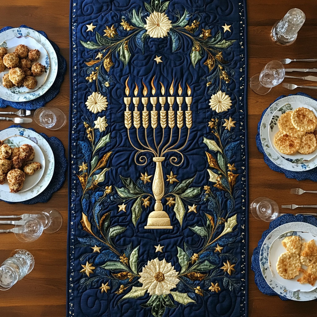 Hanukkah Blessing Light WN1407015CL Quilted Table Runner