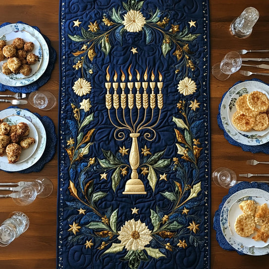 Hanukkah Blessing Light WN1407015CL Quilted Table Runner