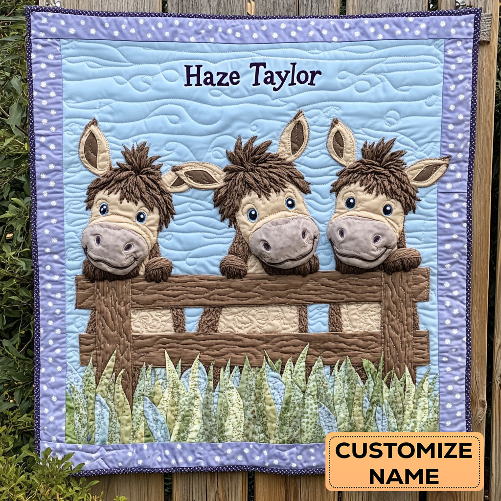 Donkey Fence WN1807031CL Personalized Baby Quilt