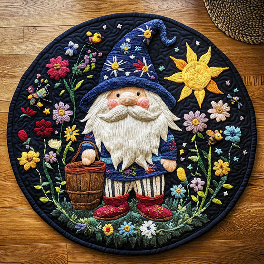 Midnight Garden Gnome WY0508061CL Quilted Round Mat