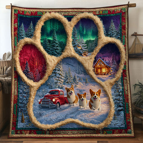 Snowy Trail Corgi Paw WN0611096CL Quilt