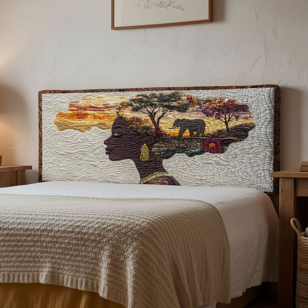 Elegant African Woman WN2012022CL Quilted Headboard Slipcover