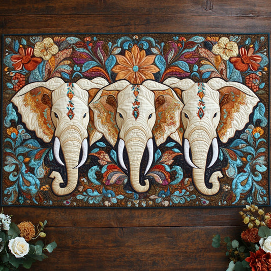 Elephants Bloom CP0705017CL Quilted Table Runner