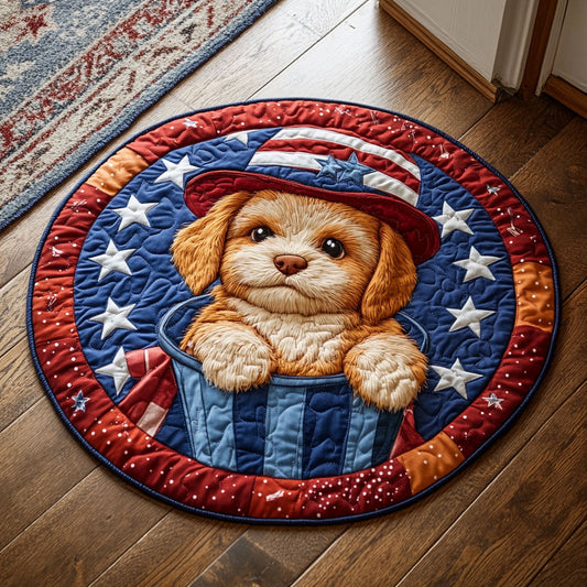 Waving Puppy CM2205018CL Quilted Round Mat
