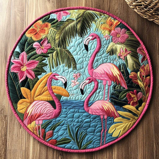 Flamingo Romance WN1803038CL Quilted Round Mat
