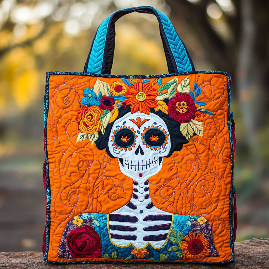 Golden Skeleton Woman WN2209036CL Quilted Tote Bag