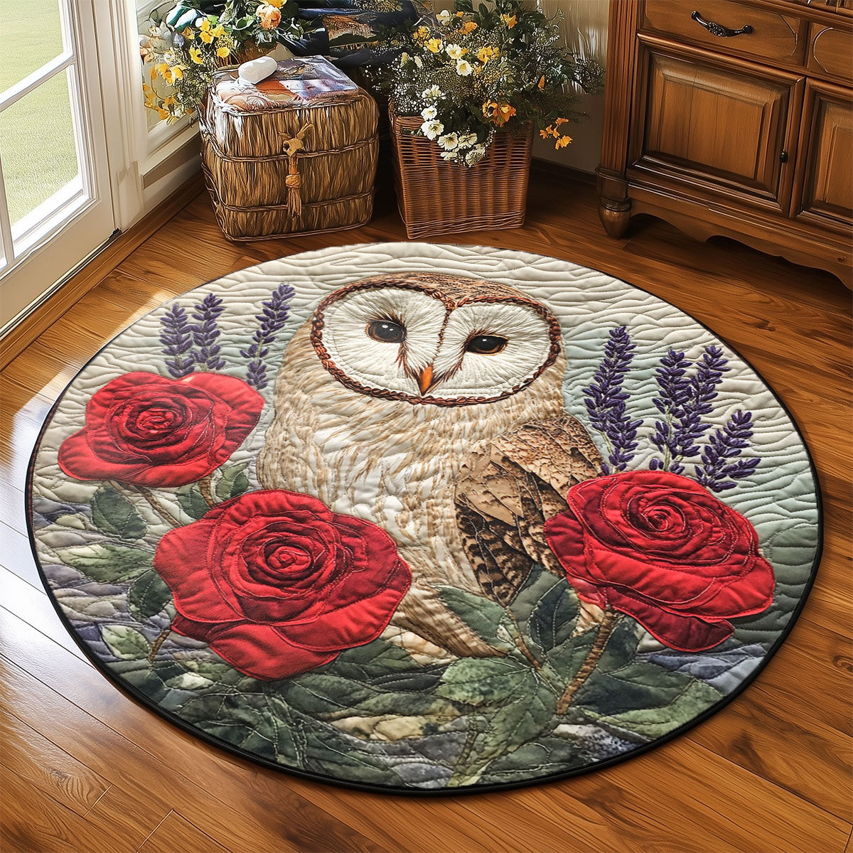 Cute Rose Owl WP2204021CL Quilted Round Mat