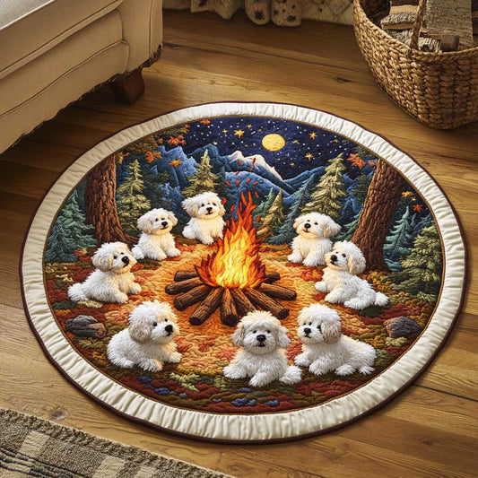 Bichon Frise Campfire WN1703001CL Quilted Round Mat